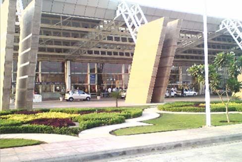 Coimbatore International Airport space frame structure night view